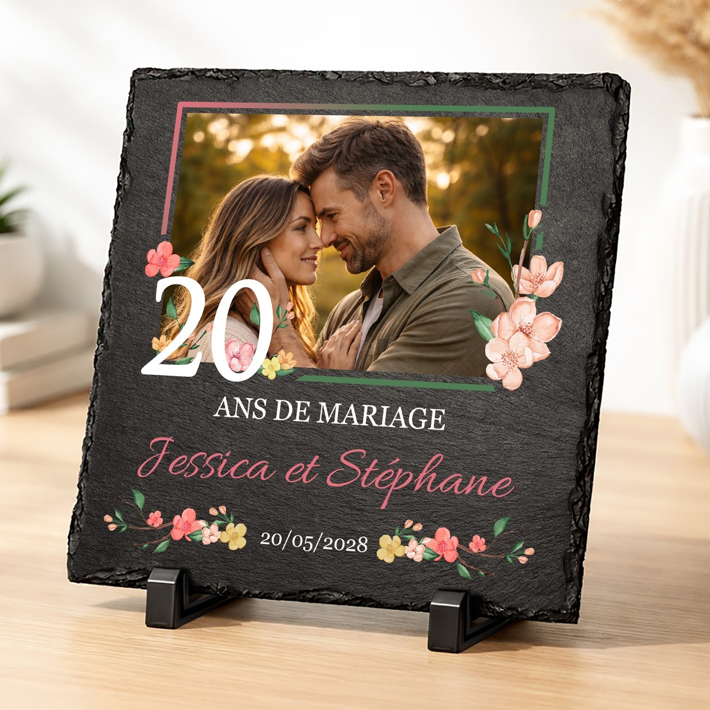 Piedra de pizarra personalizada con foto para una pareja que celebra 20 años de matrimonio - Murrano