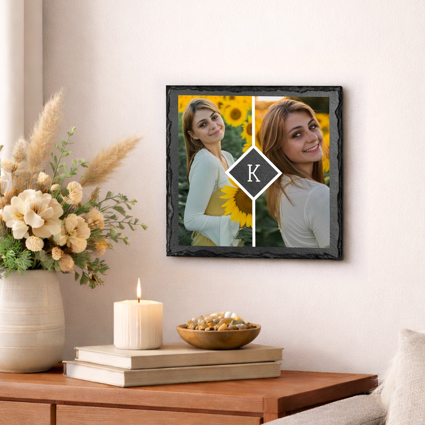 Piedra de pizarra personalizada Murrano con foto para el cumpleaños de una amiga
