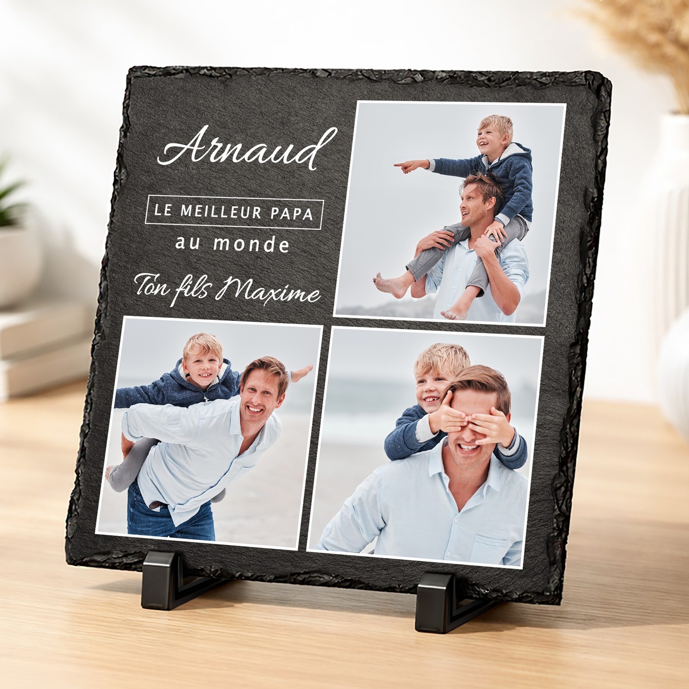 Piedra de pizarra personalizada con foto para el Día del Padre