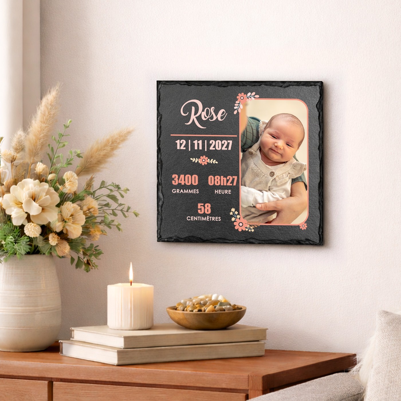 Murrano Personalized Blackboard with Photo for Granddaughter's Birth