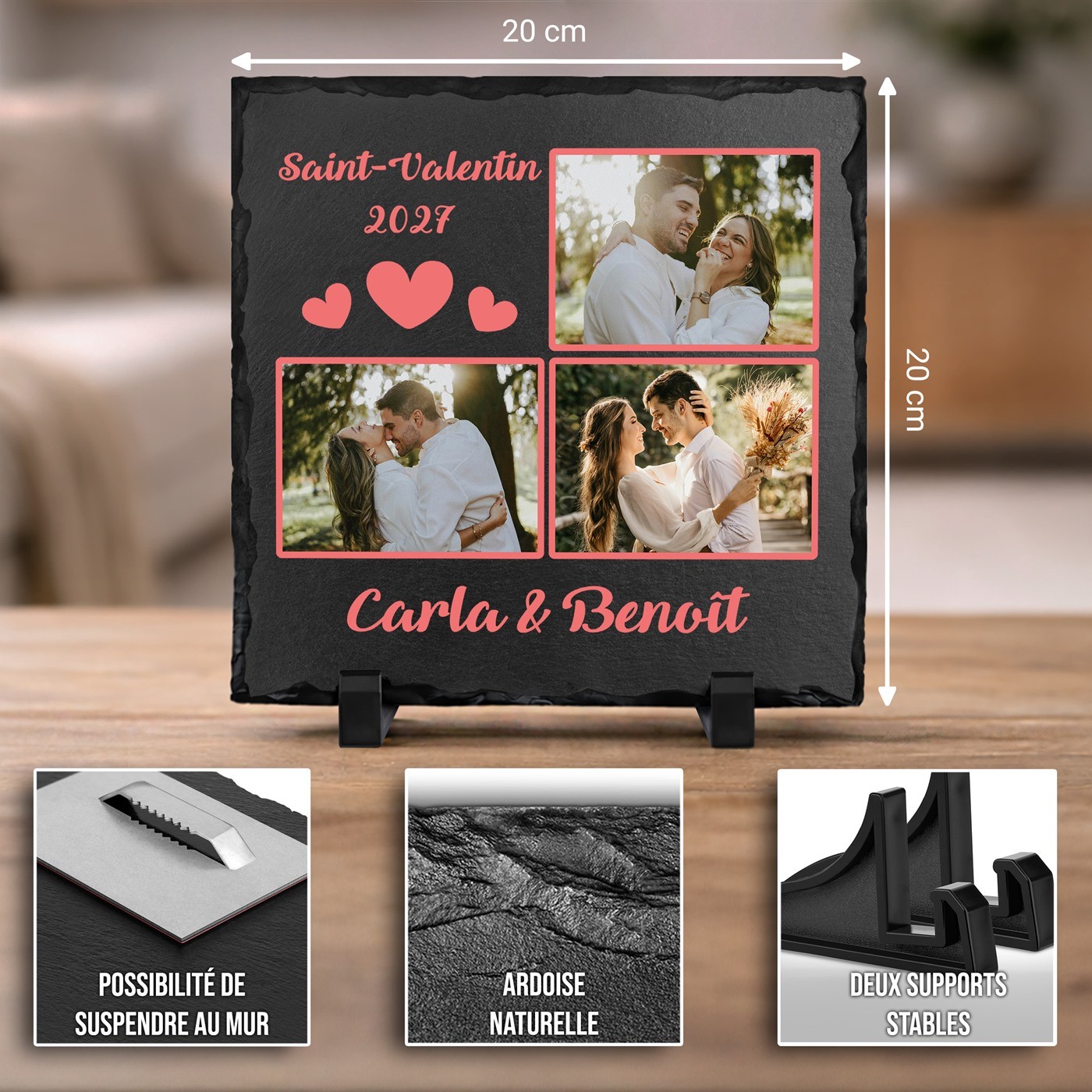 Murrano Blackboard with Custom Photo for Valentine's Day (For Her or Him)