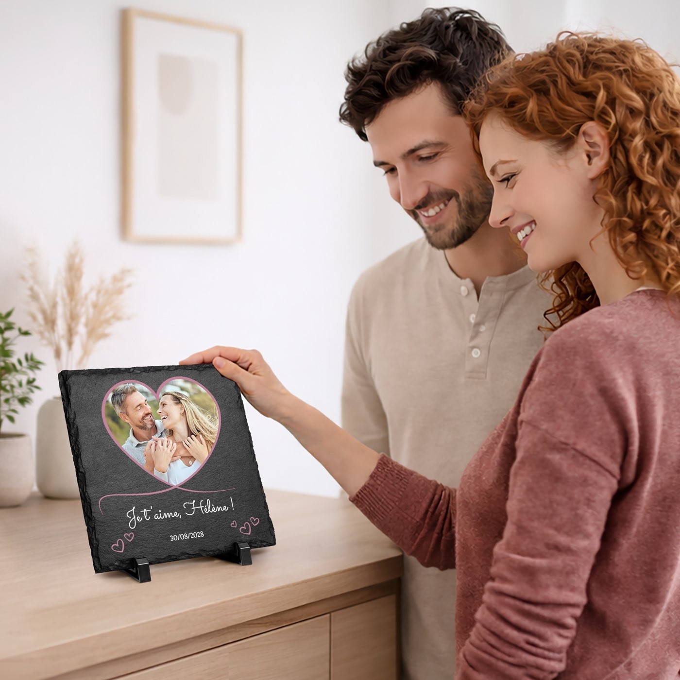 Piedra de pizarra personalizada con foto para esposa por aniversario de boda