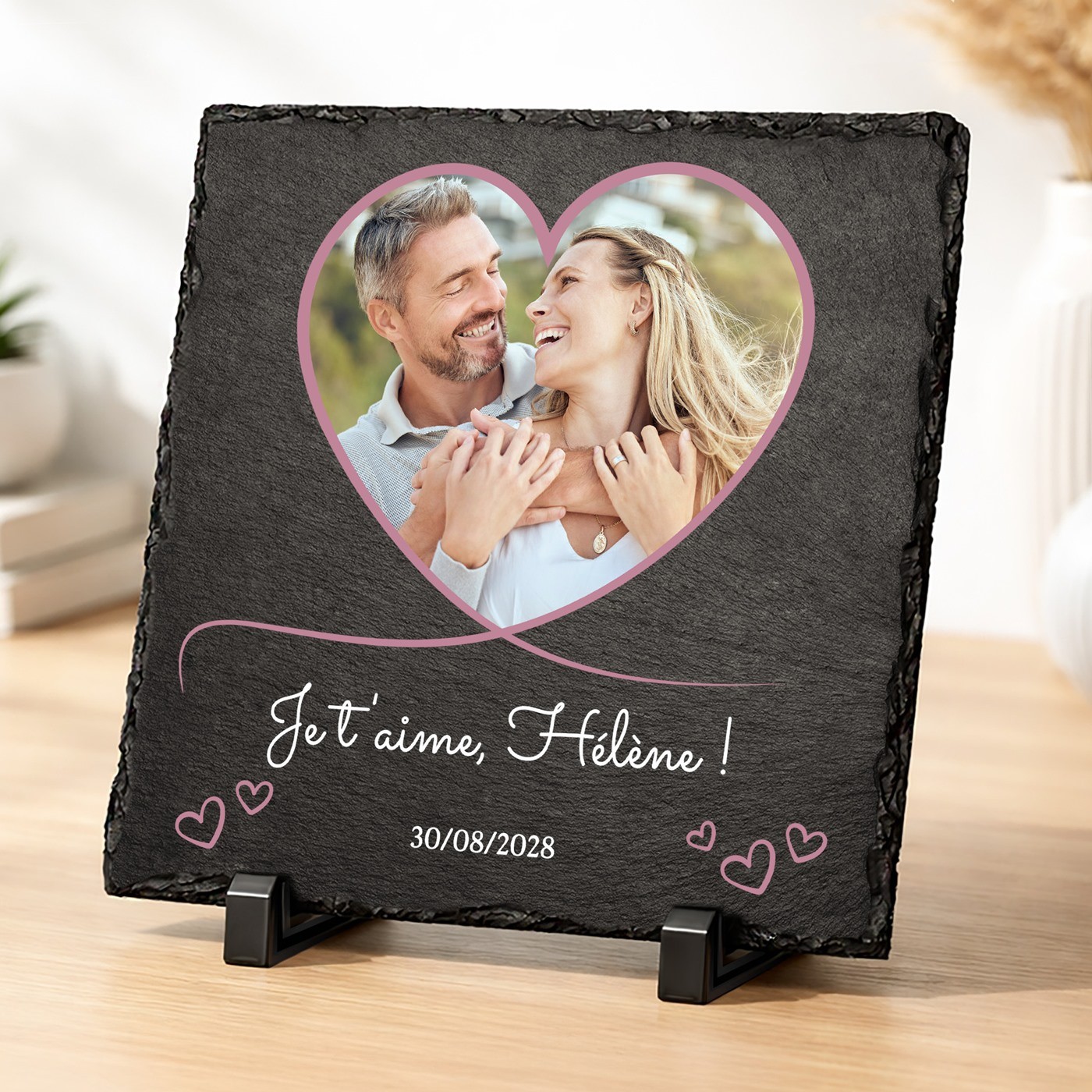 Piedra de pizarra personalizada con foto para esposa por aniversario de boda
