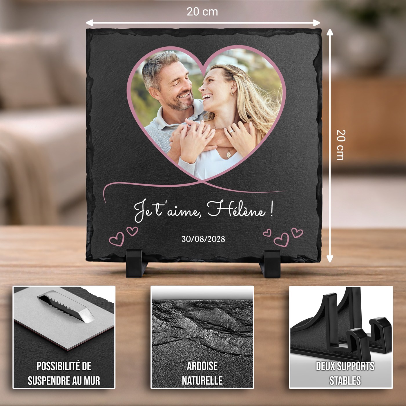 Piedra de pizarra personalizada con foto para esposa por aniversario de boda