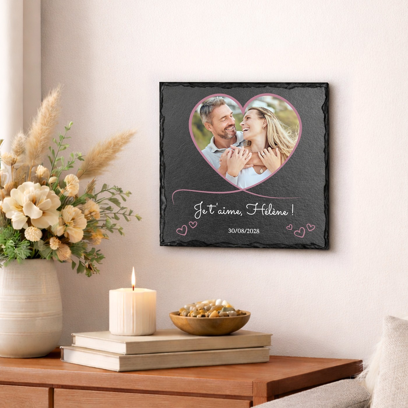 Piedra de pizarra personalizada con foto para esposa por aniversario de boda