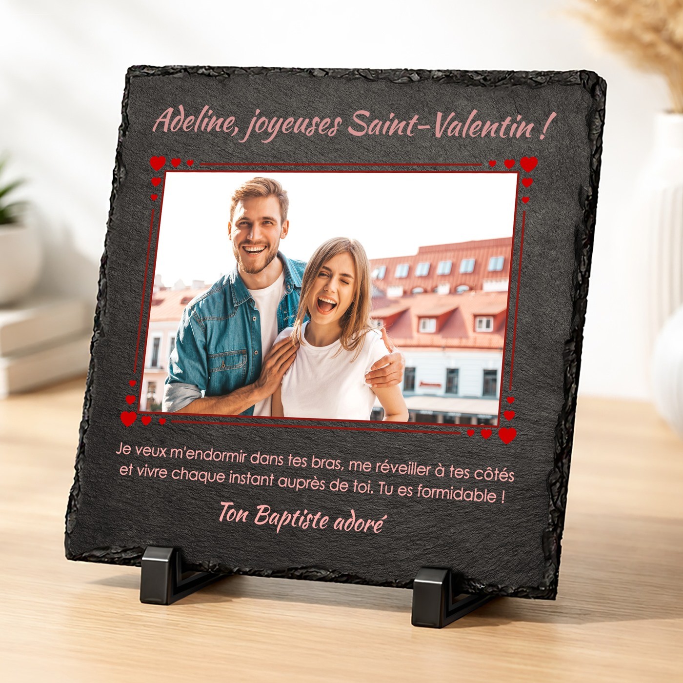 Piedra de pizarra personalizada de Murrano para mujer en el Día de San Valentín