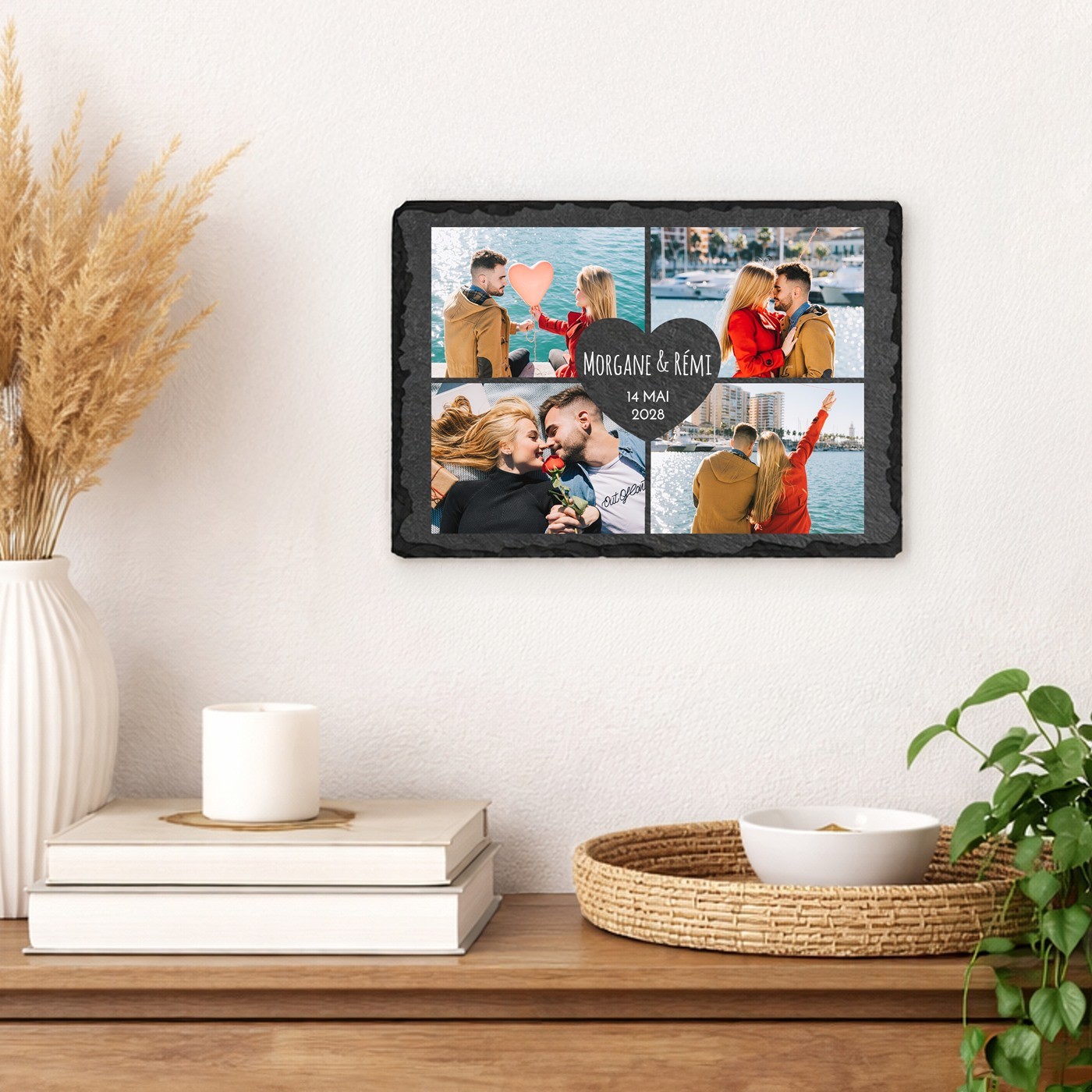 Piedra pizarra Murrano con impresión de foto para pareja - regalo de aniversario de boda