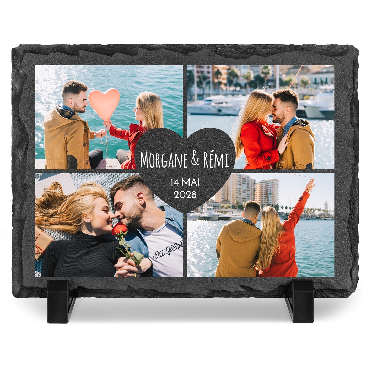 Piedra pizarra Murrano con impresión de foto para pareja - regalo de aniversario de boda
