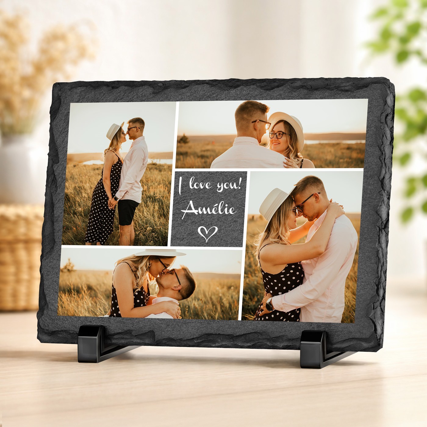 Piedra de pizarra personalizada Murrano con foto para mujer - Regalo de aniversario de boda