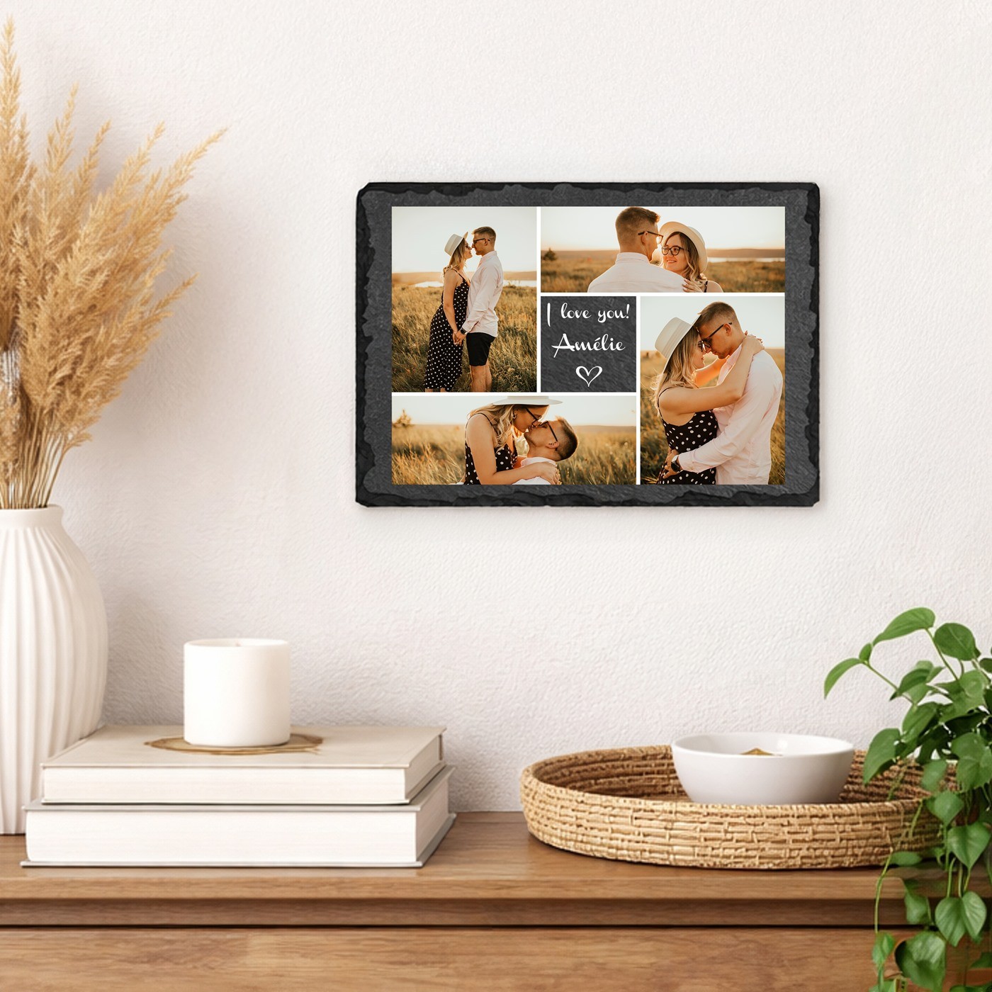 Piedra de pizarra personalizada Murrano con foto para mujer - Regalo de aniversario de boda