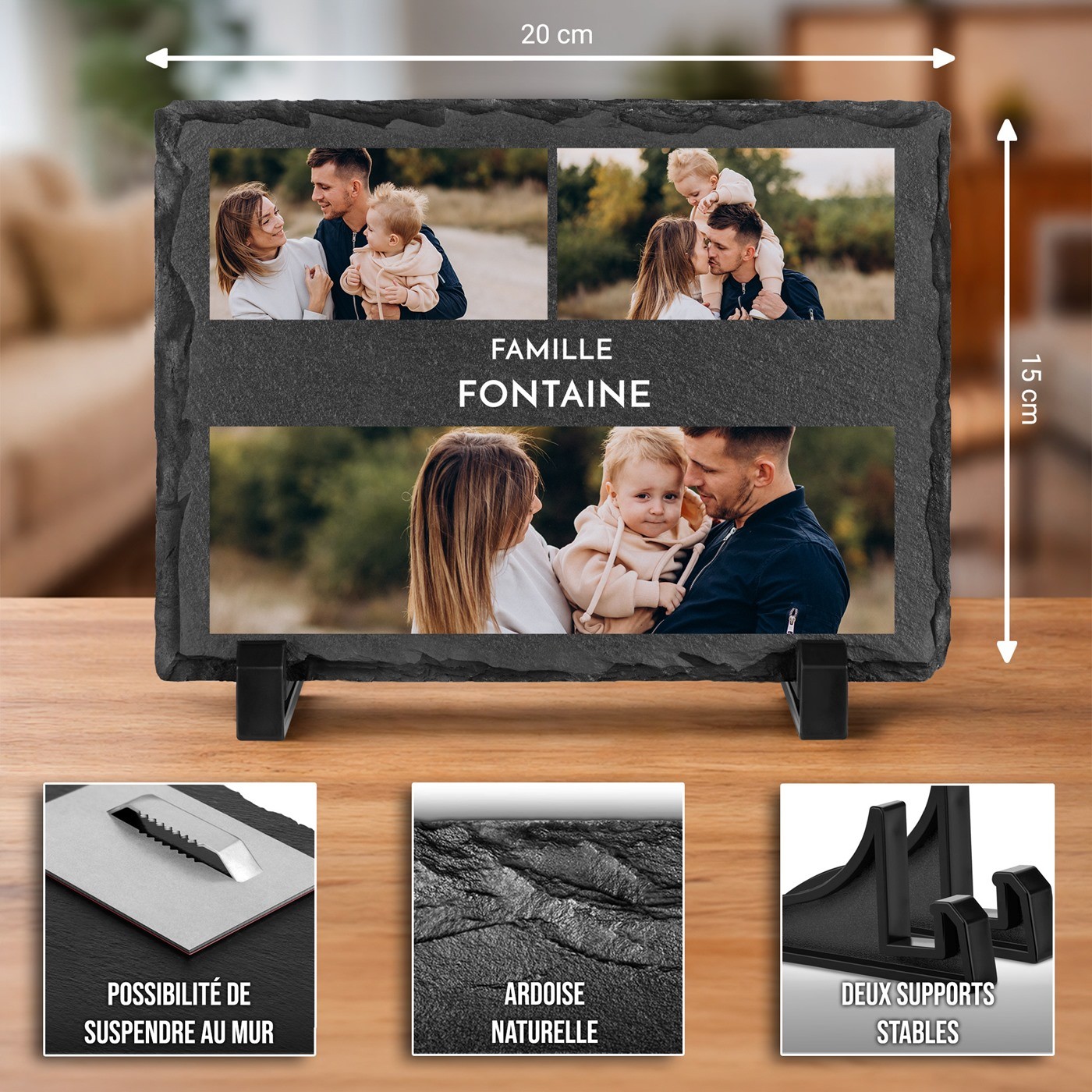 Piedra de pizarra personalizada Murrano con foto para amigos - Regalo de compromiso