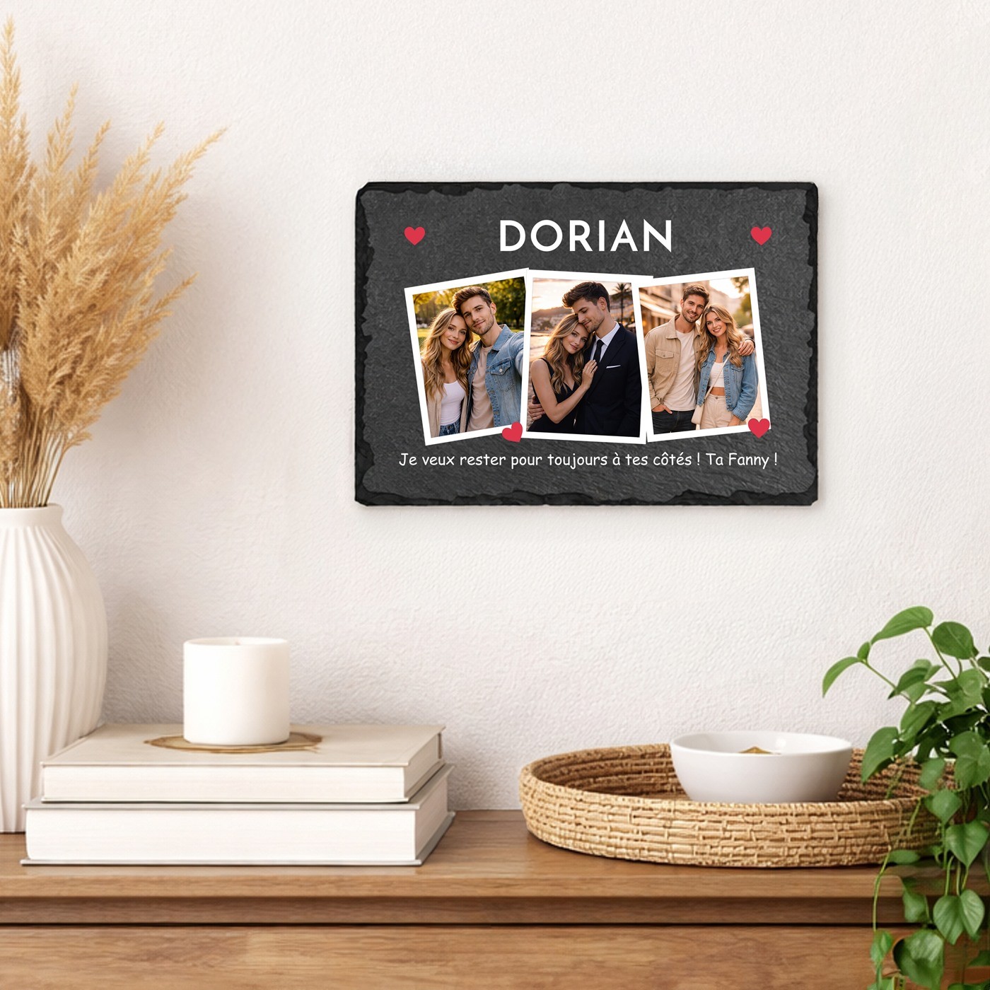 Piedra de pizarra personalizada con foto para marido el Día de San Valentín
