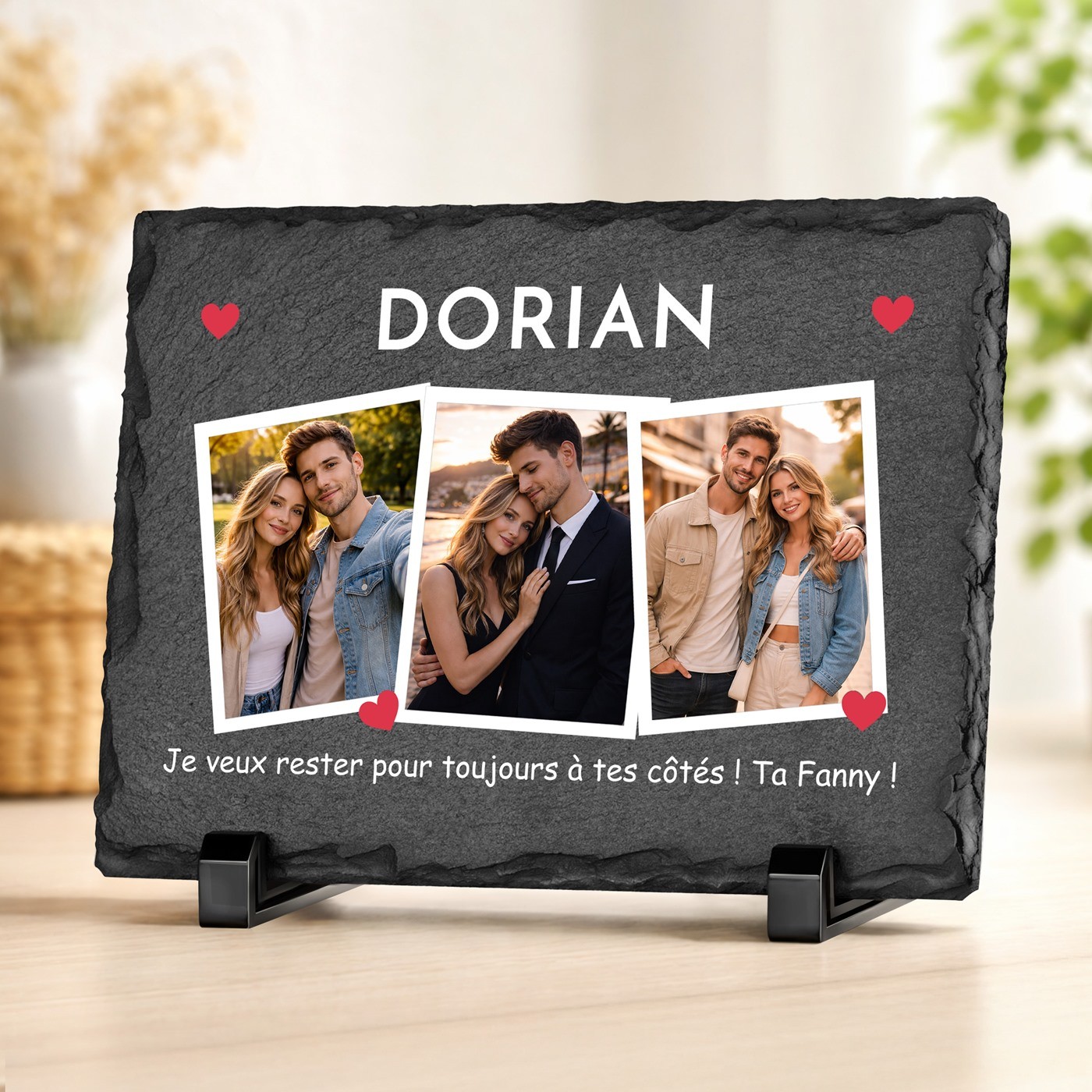 Piedra de pizarra personalizada con foto para marido el Día de San Valentín