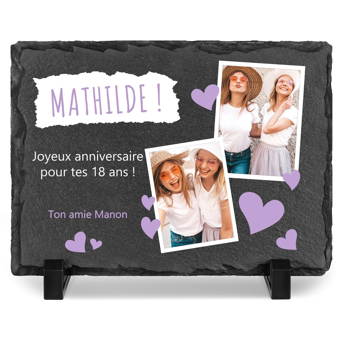 Piedra de pizarra personalizada con foto para una novia por su 18º cumpleaños