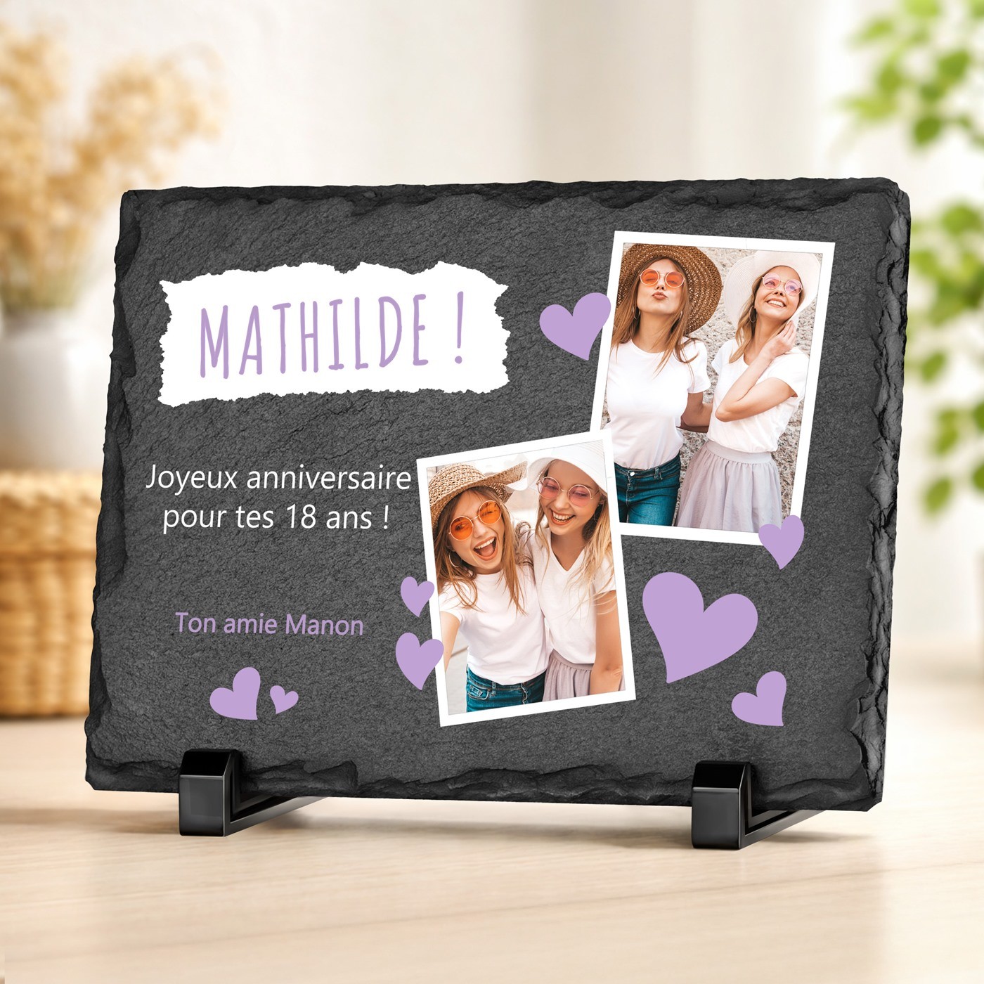 Piedra de pizarra personalizada con foto para una novia por su 18º cumpleaños