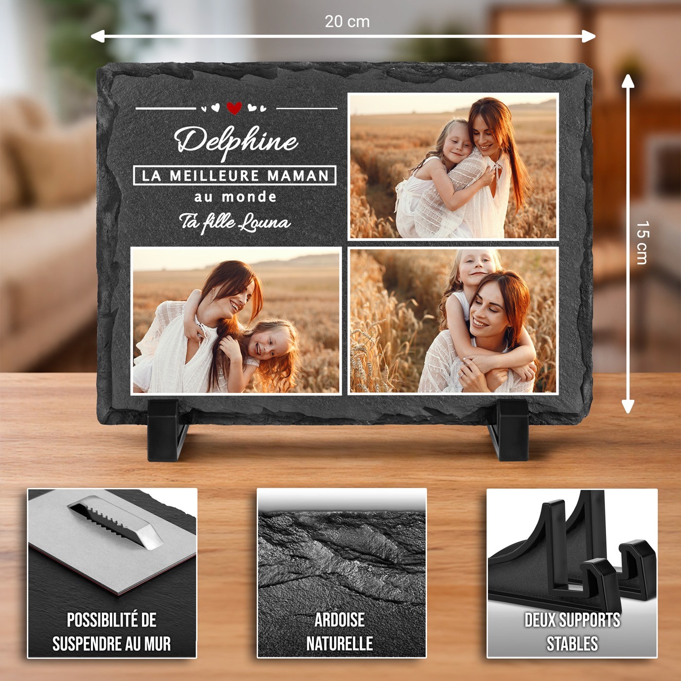 Murrano Blackboard Stone with Photo Print for Mother's Day