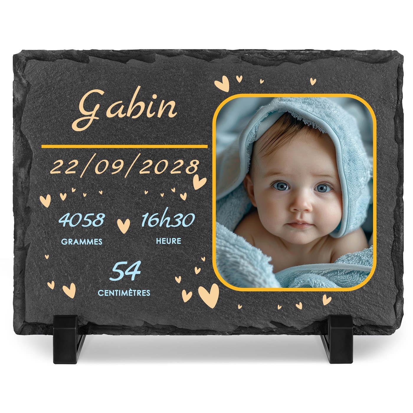 Murrano Personalized Blackboard Stone for a Little Boy's Birth