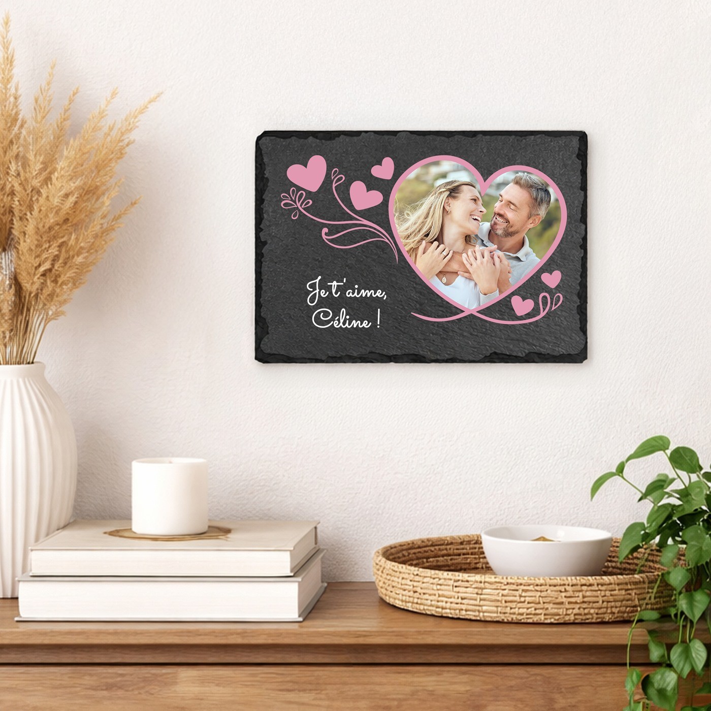Piedra de pizarra personalizada Murrano para mujer - Día de San Valentín