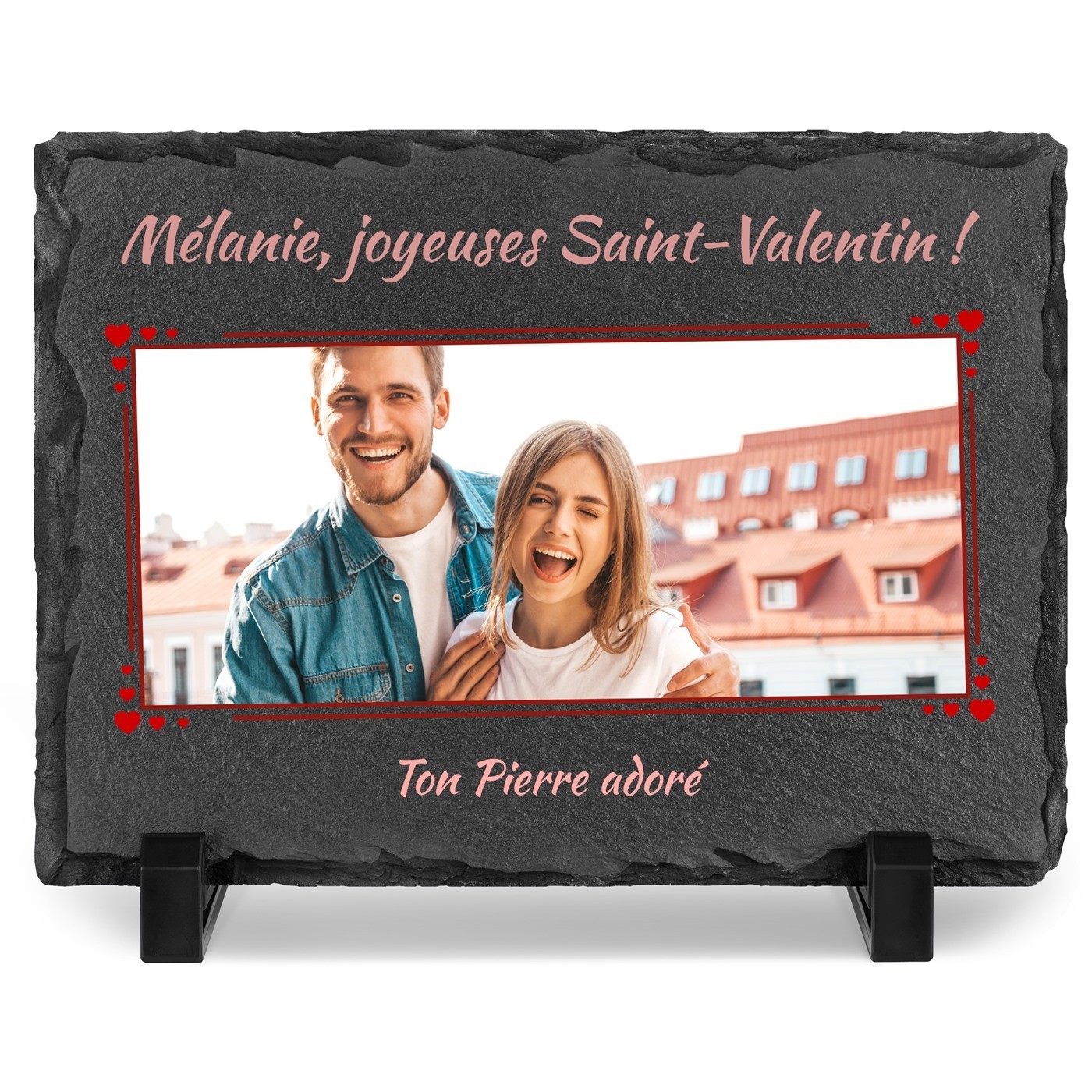 Piedra de pizarra personalizada con foto para novia en el Día de San Valentín