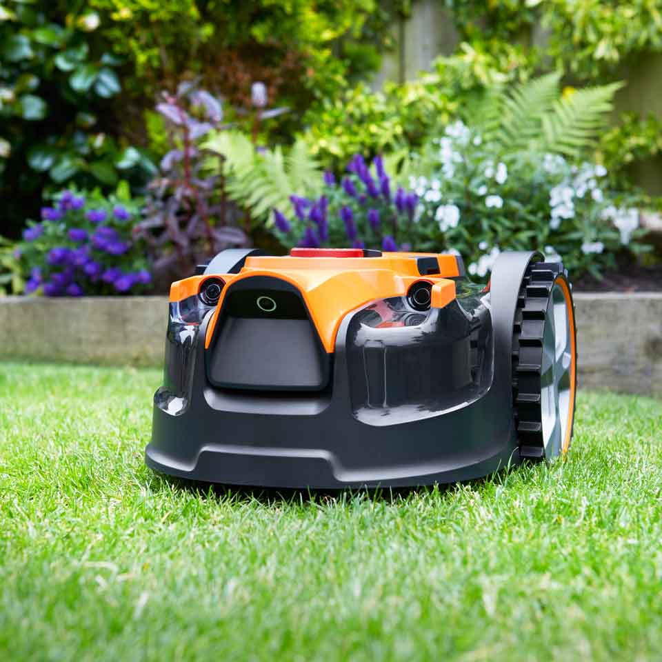 Robot de césped LawnMaster DM16-80 sin cable con periférico | Robot cortacésped MX 24V con batería