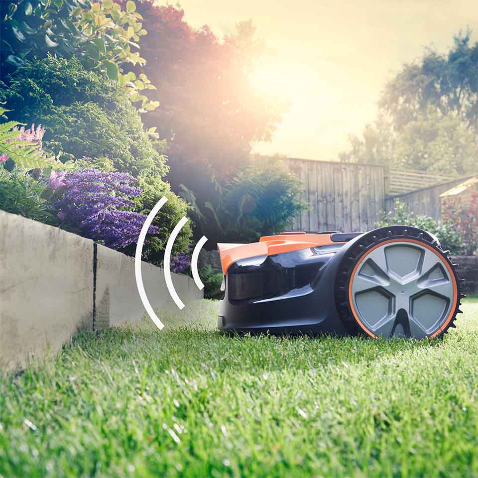 Robot de césped LawnMaster DM16-80 sin cable con periférico | Robot cortacésped MX 24V con batería