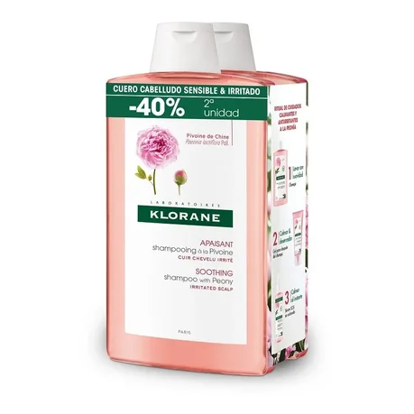 Champú calmante Klorane con extracto de peonía - 2 x 400 ml