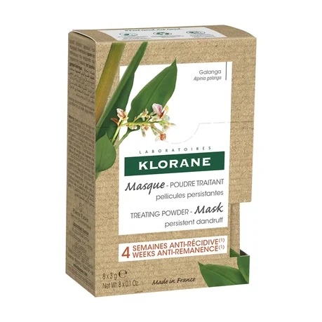 Mascarilla de tratamiento Klorane con galanga para caspa persistente, 8 sobres