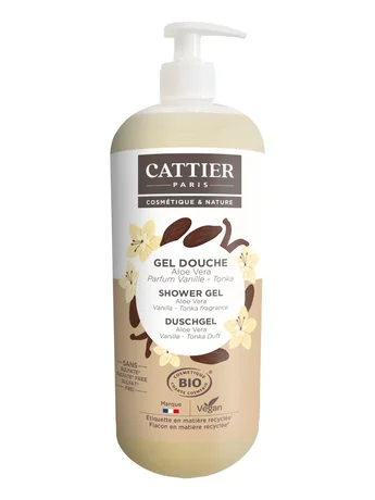 Geles de ducha orgánico Cattier con aloe vera y vainilla tonka 1 L