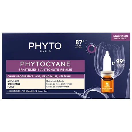 Ampolletas Phyto Cyane Anti Caída, 12x5 ml