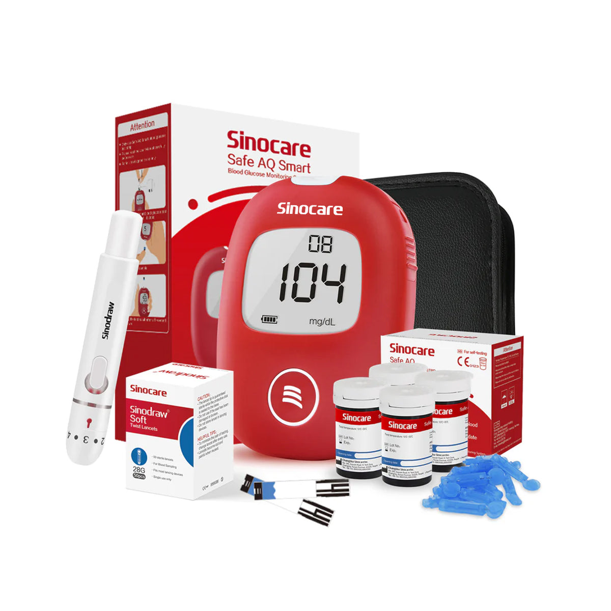 Monitor de glucosa en sangre inteligente Sinocare Safe AQ