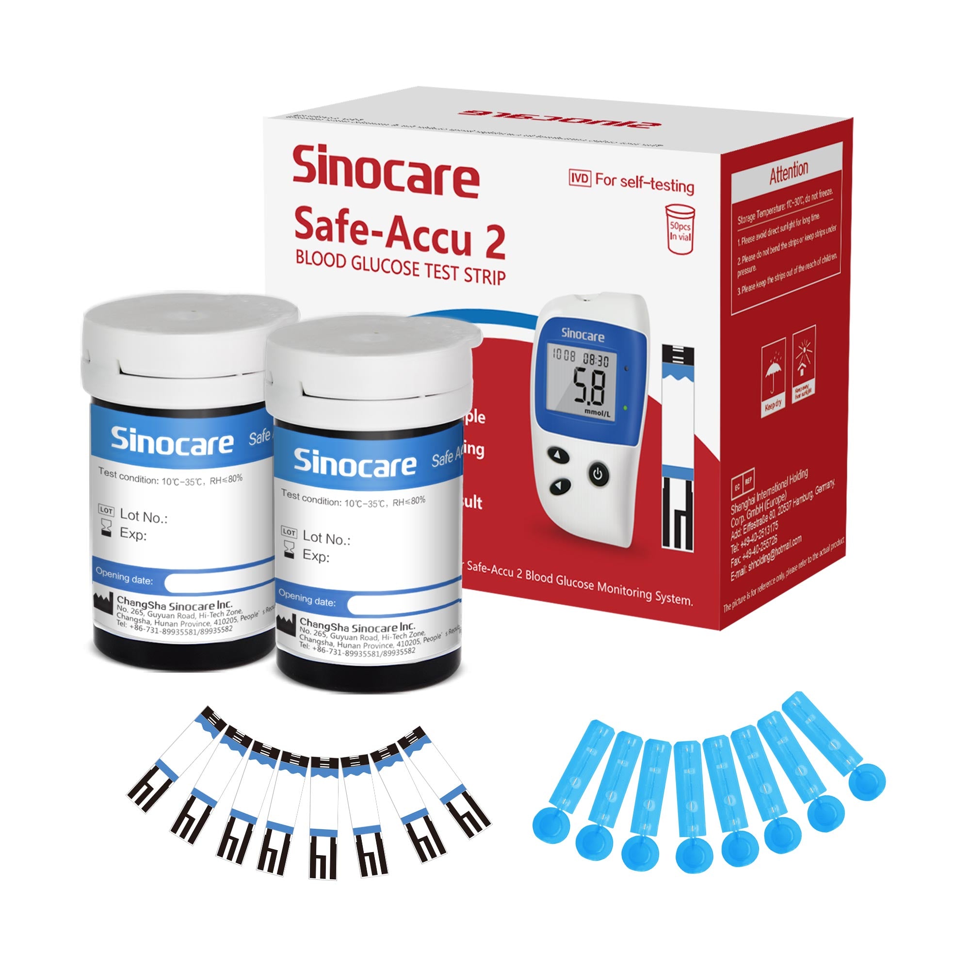 Medidor de glucosa Sinocare Safe Accu 2 con tecnología avanzada, 200 memorias