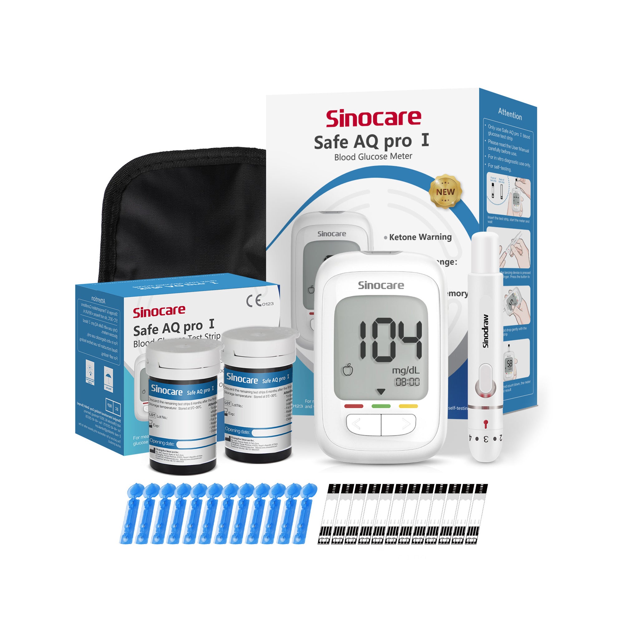 Kit Sinocare Safe AQ Pro para monitorizar la glucosa en sangre