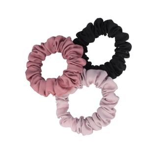 Set de 3 scrunchies de satén de PARSA Beauty - Negro, Rosa Claro, Rosa Pálido