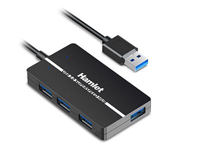 Hamlet XHUB-04U3P  USB 3.2 Gen 1 (3.1 Gen 1) Type-A Hub & Adapter, Black
