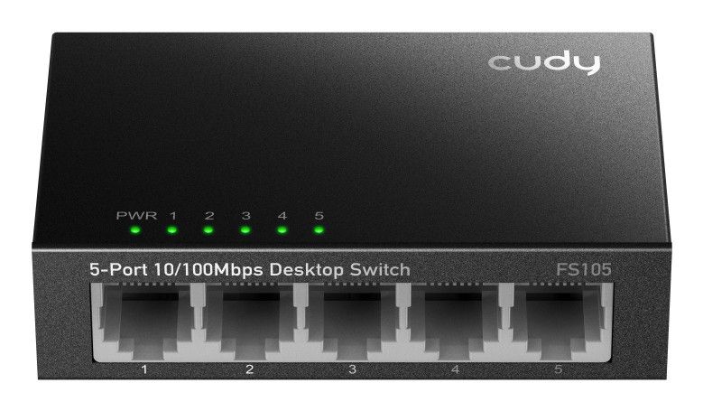 Cudy FS105 5-Port Fast Ethernet Switch, Black Metal