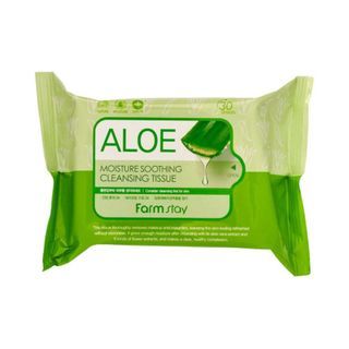 Tissus de nettoyage apaisants à l'aloe vera et aux extraits floraux de Farmstay (30 feuilles)