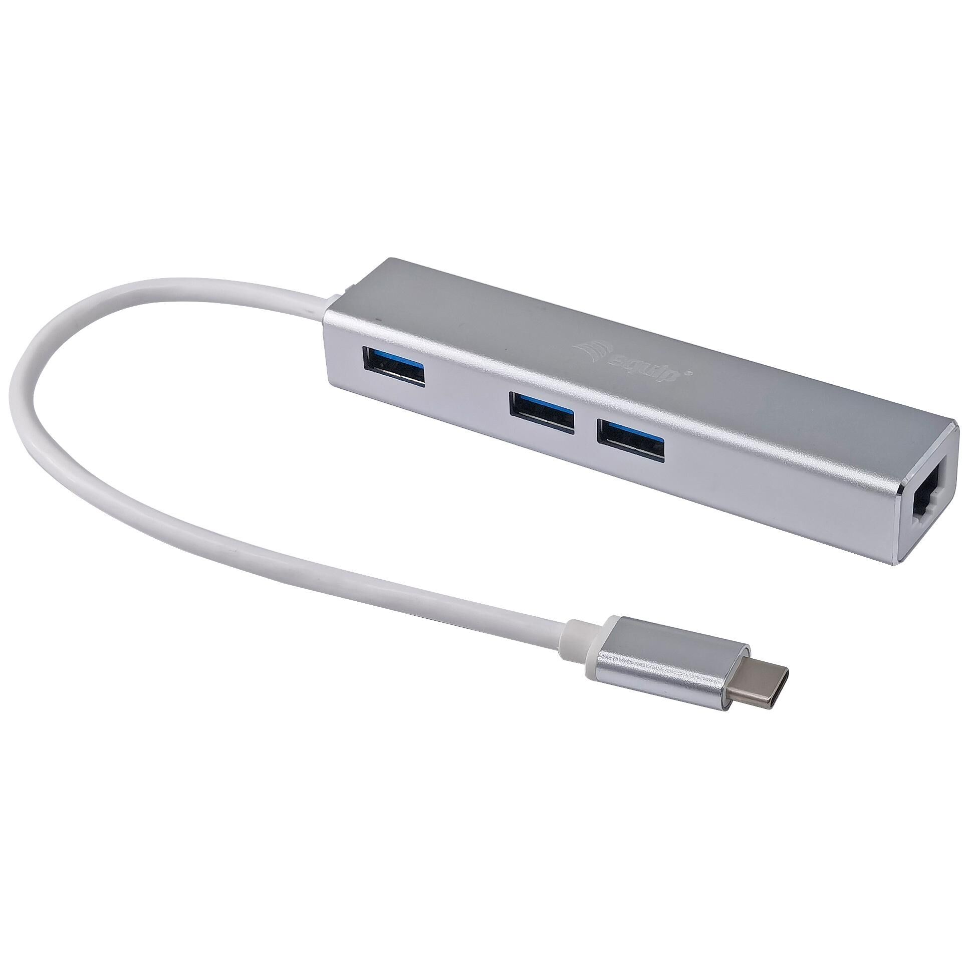 equip USB-C 3-Port USB 3.0 Hub with Gigabit Adapter