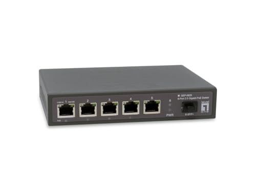 LevelOne GEP-0625 2.5G Ethernet Switch (100/1000/2500) with PoE, Black