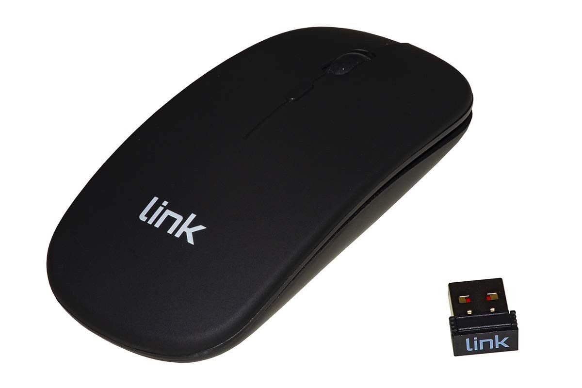 LINK LKMOS34 Wireless Optical Mouse - Black with Rechargeable Battery 1600 DPI