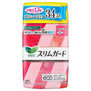 Kao Laurier Slim Guard, 25cm, Unscented, 34-Pack - Heavy Daytime Use