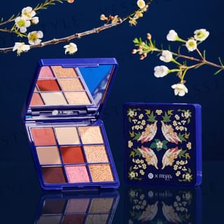 Paleta de sombras para ojos FreshO2 de la serie del Palacio Real, 9 colores con fondo púrpura y motivo de pájaro y flor