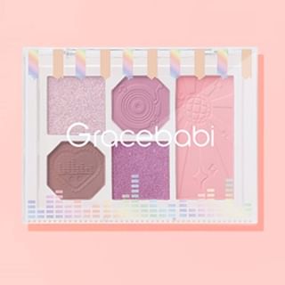 Gracebabi 2-in-1 Eyeshadow & Cheek Palette - Purple #04, 6.9g