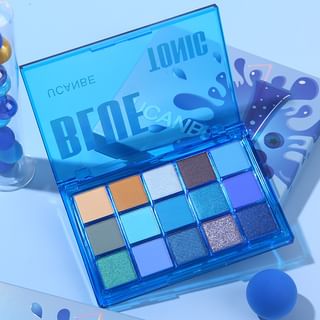Paleta de sombras de ojos UCANBE Blue Tonic de 15 colores, 10,8 g