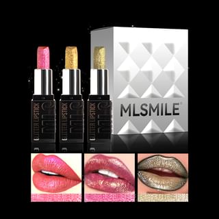 Set de 3 barras de labios brillantes con destello de diamantes MLSMILE