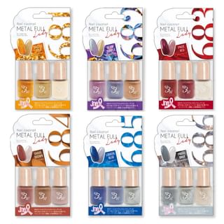 Set de uñas cocktail metálico Beauty World, azul