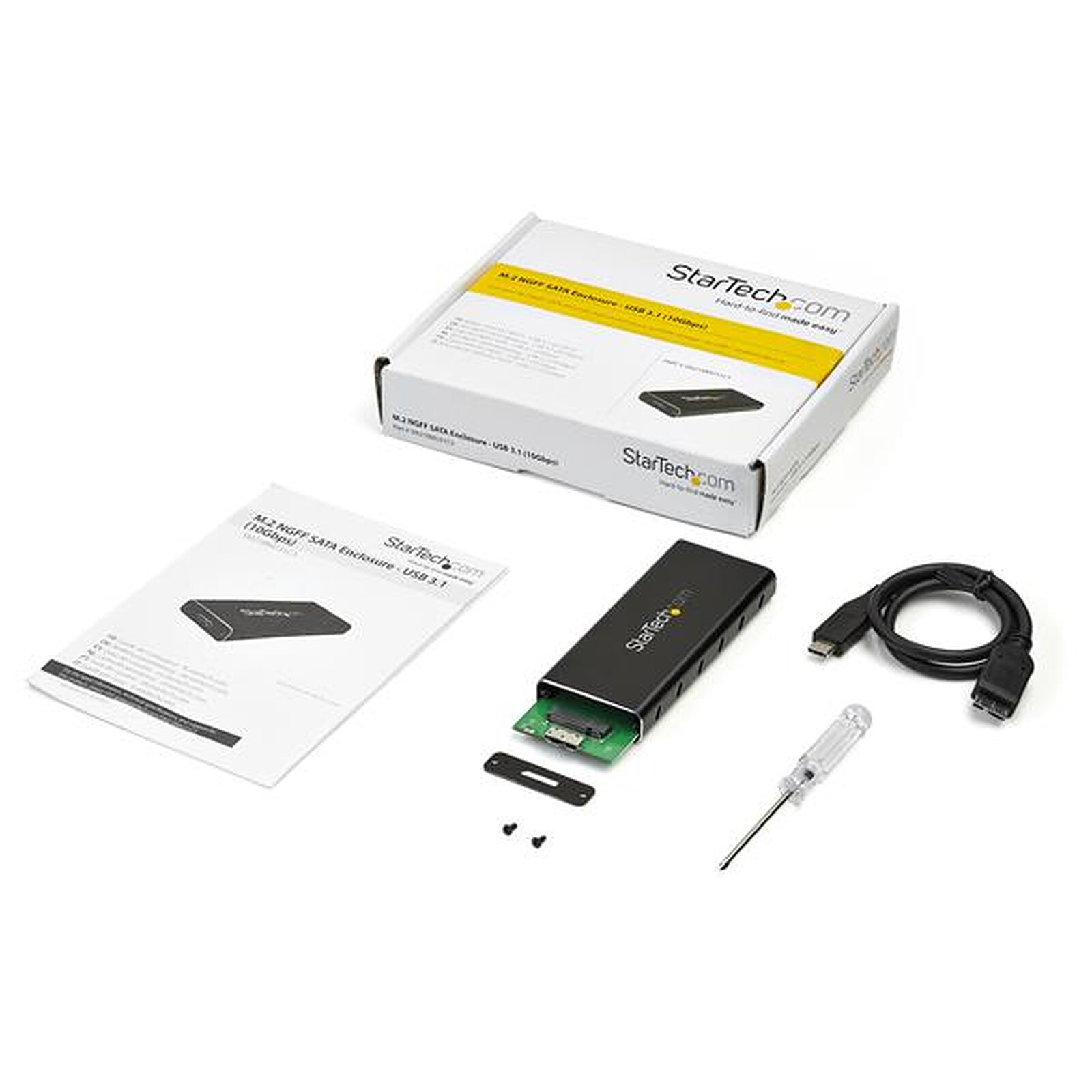 StarTech.com USB 3.1 enclosure for M.2 SATA SSD with USB-C cable - Aluminium