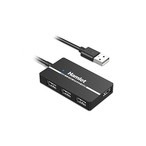 Hub y adaptador Hamlet XHUB-04U2 USB 2.0 - Negro