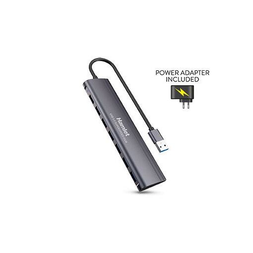 Hamlet XHUB-07A3P USB 3.2 Gen 1 (3.1 Gen 1) Type-A Hub & Adapter, Black