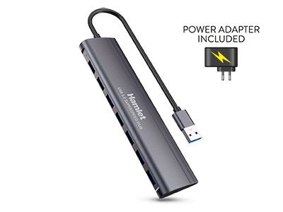 Hub et adaptateur Hamlet XHUB-07A3P USB 3.2 Gen 1 (3.1 Gen 1) Type A, Noir
