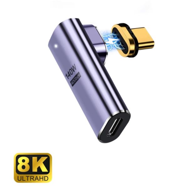 Ewent USB-C Cable Adapter, 90 Degree Angle, USB4, PD 100W, 8K60Hz Video
